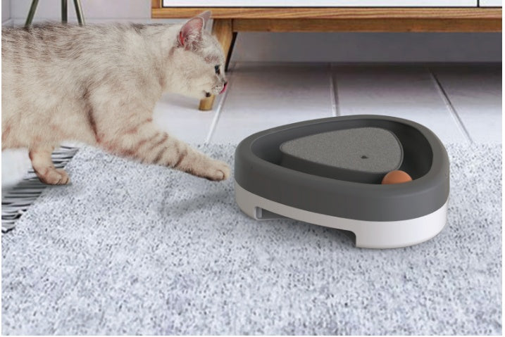 KittyFrenzy electric triangle cat turntable toy with feather and scratcher