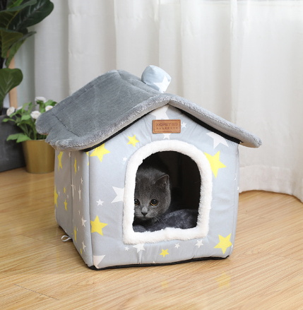 KittyFrenzy warm closed indoor pet house for cats and small dogs