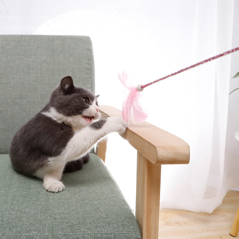 KittyFrenzy 3-piece feather wand cat toy set
