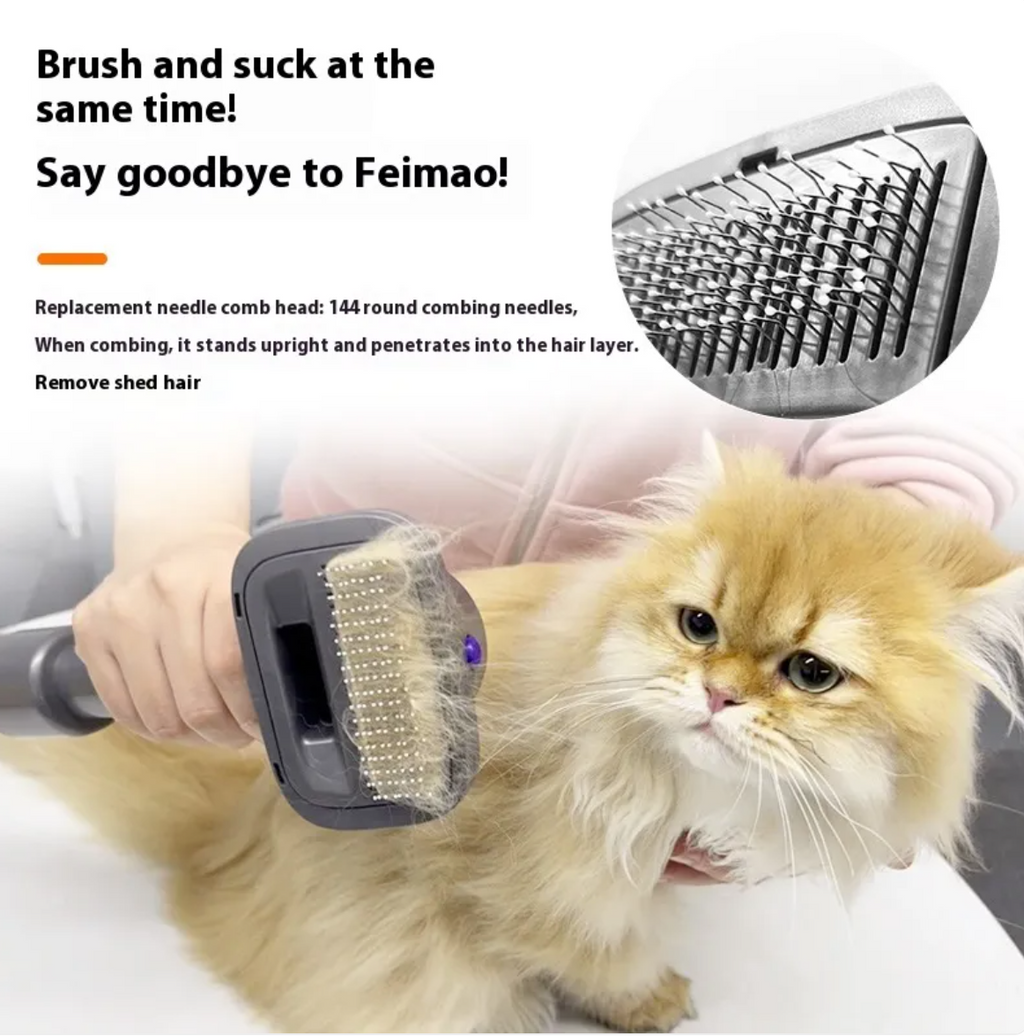 KittyFrenzy | Pet Grooming Shaver Kit — Hair Suction Comb Set for Cats & Dogs