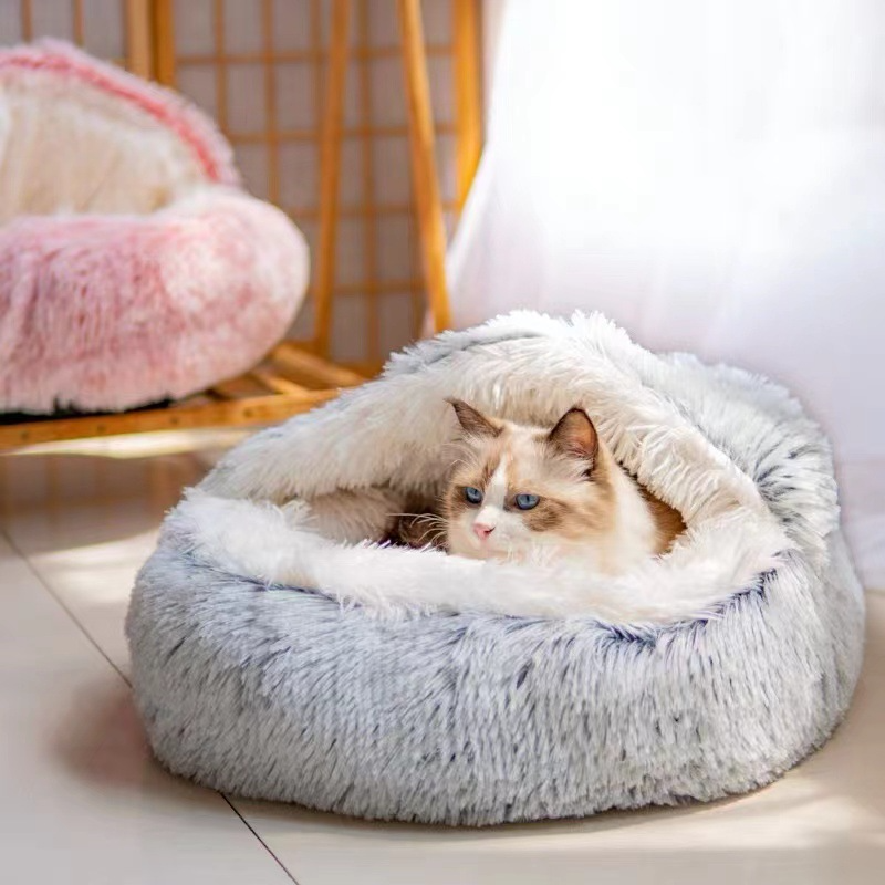 KittyFrenzy | Semi-Closed Cat Bed Nest — Cozy Shell Bed for Cats & Small Dogs