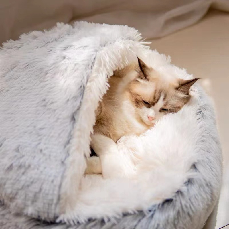 KittyFrenzy | Semi-Closed Cat Bed Nest — Cozy Shell Bed for Cats & Small Dogs