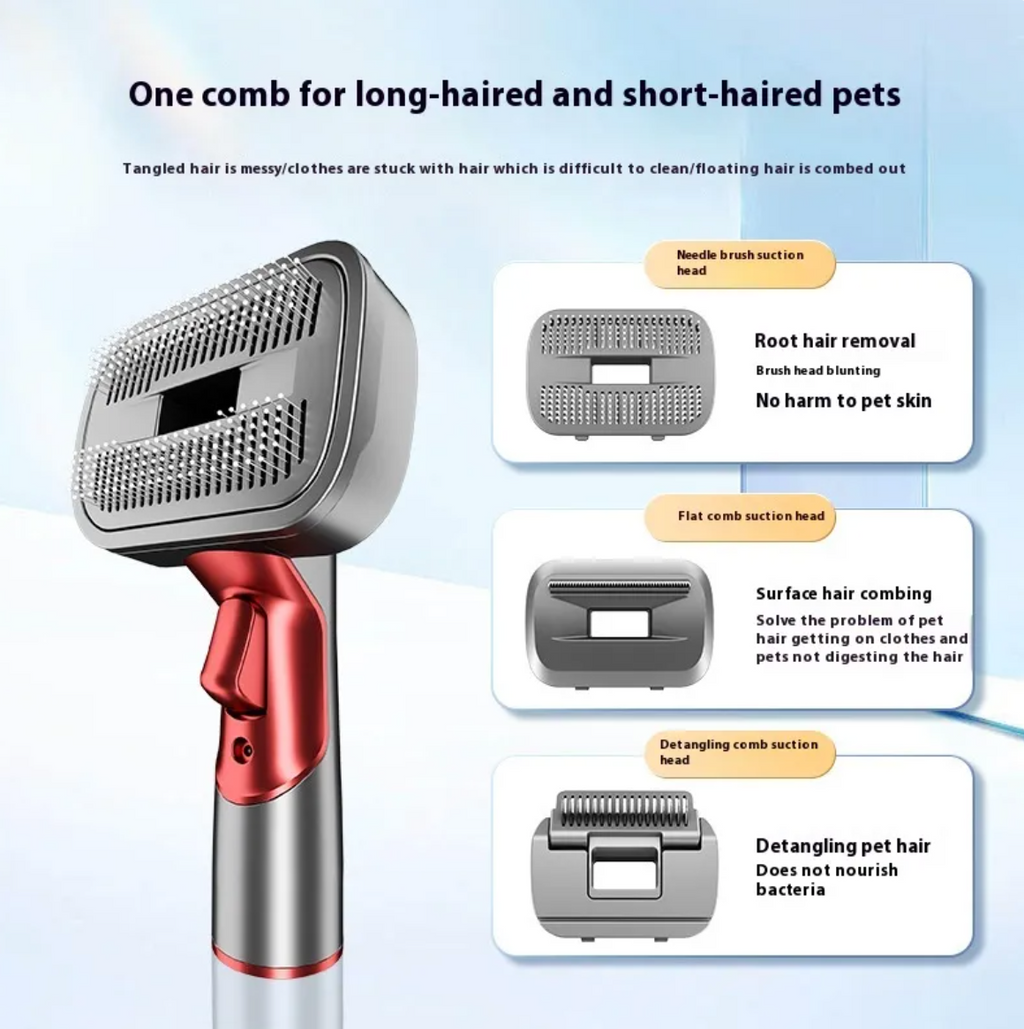 KittyFrenzy | Pet Grooming Shaver Kit — Hair Suction Comb Set for Cats & Dogs