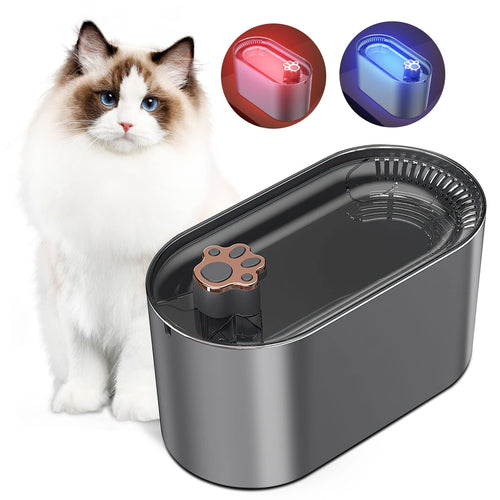 KittyFrenzy 3L smart cat water fountain with LED alert and triple filter