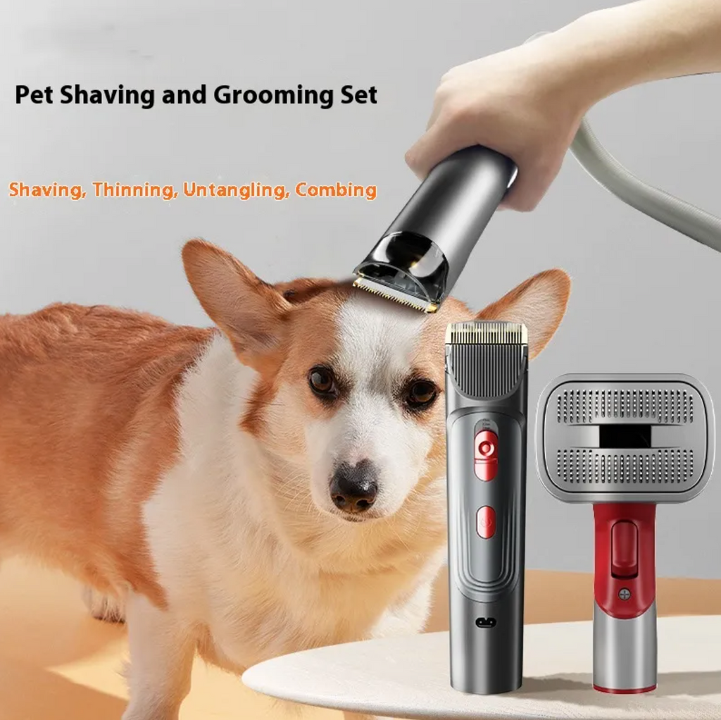 KittyFrenzy | Pet Grooming Shaver Kit — Hair Suction Comb Set for Cats & Dogs